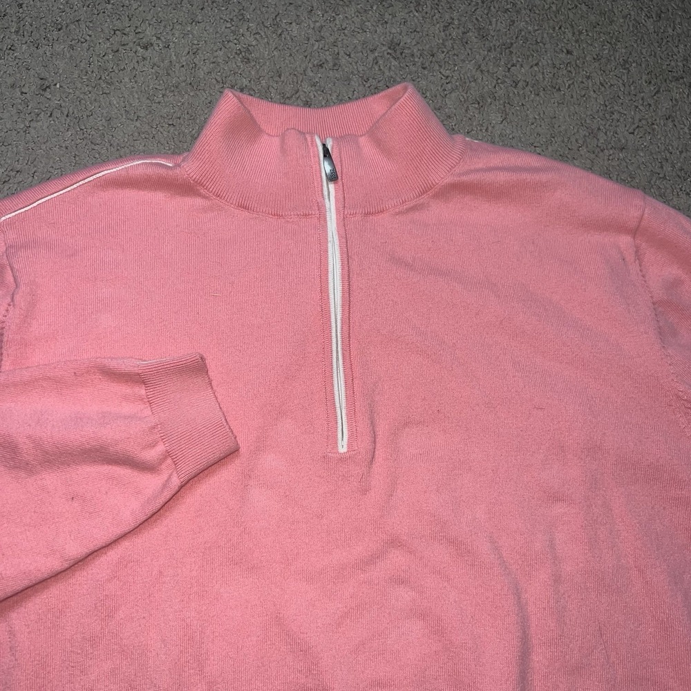FootJoy 1/4 Zip Golf Pullover Men's L Pink Heather L/S Cotton Cashmere
